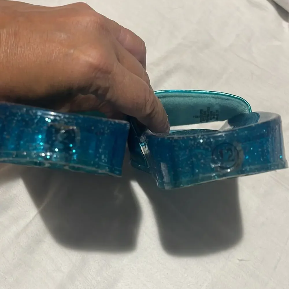 I’m really a mermaid teal turquoise slides jellies 12 euc beach pool vacation
